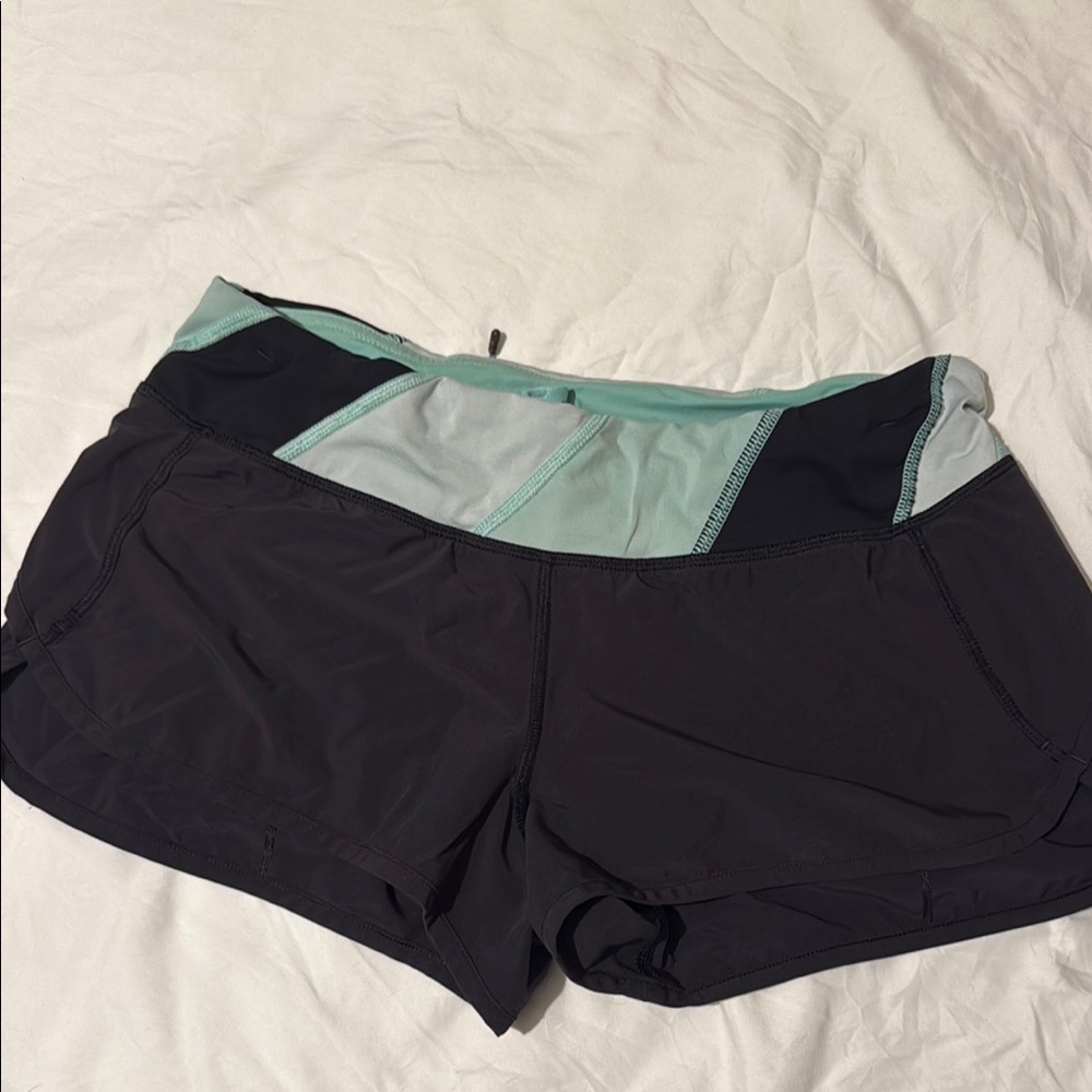 Lululemon Women's Black and Mint Athletic Shorts Size 6